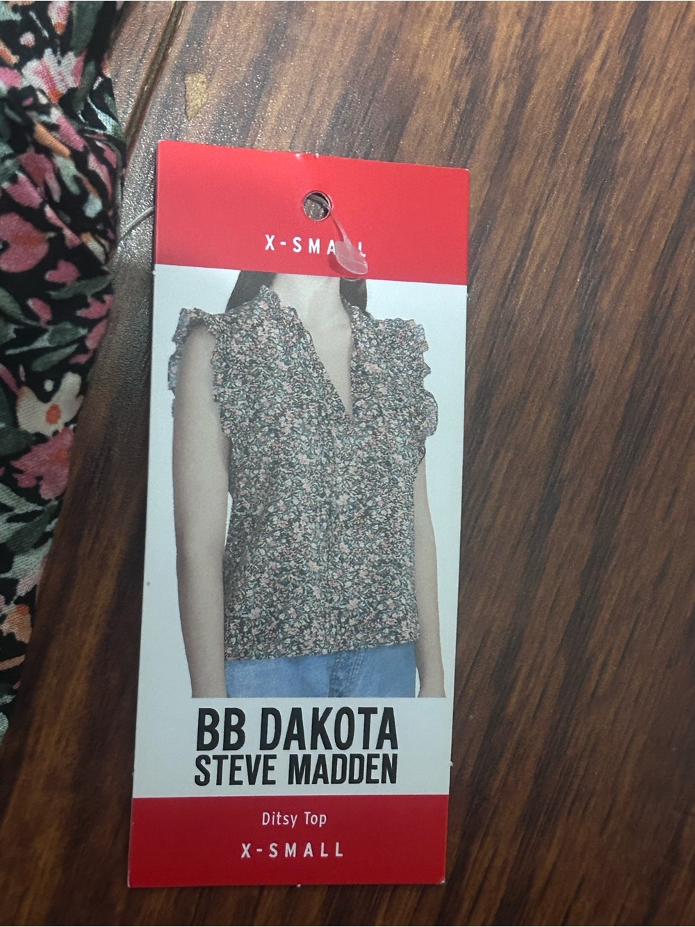 BB Dakota by Steve Madden Black Floral Ruffle Sleeve Blouse